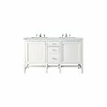 James Martin Vanities Addison 60in Double Vanity, Glossy White w/ 3 CM Ethereal Noctis Top E444-V60D-GW-3ENC